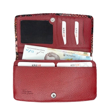 Жіночий гаманець Karya з лакованої шкіри 2008-532-2 червоно-рожево-чорний