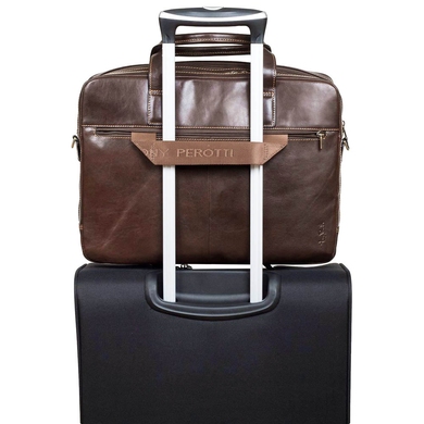 Кожаная мужская сумка Tony Perotti на два отдела Italico 9954 коричневого цвета