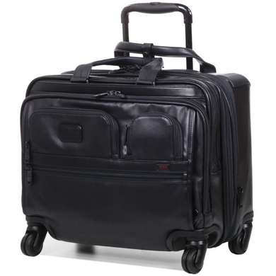 Tumi Alpha 2 Leather 4 Wheel Deluxe Brief with Lap 096627D2, Черный