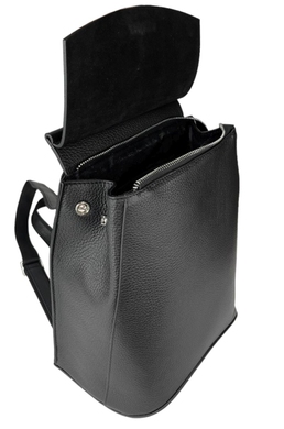 Шкіряний жіночий рюкзак Eminsa на один відділ ES40037 чорного кольору, Чорний, Зерниста