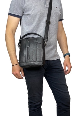 Чоловіча сумка на блискавці Karya з натуральної шкіри 0901-45-1 чорного кольору