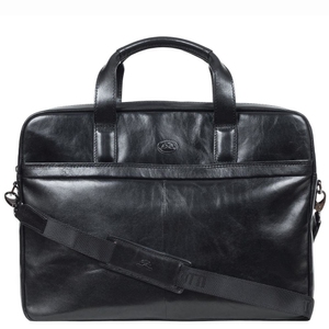 Шкіряна чоловіча сумка Tony Perotti на два відділи Italico 9954 чорного кольору