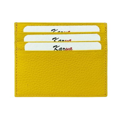 Шкіряна кредитниця Karya 0041-086 жовтого кольору, Натуральна шкіра, Зерниста, Жовтий