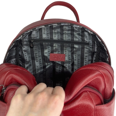Женский рюкзак Karya на один отдел из зернистой кожи KR6008-46 красного цвета, Красный, Зернистая