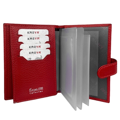 Кожаная обложка Karya на автодокументы и паспорт KR443-46 красного цвета, Красный