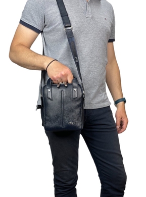 Чоловіча сумка Karya з натуральної телячої шкіри 0880-05 темно-синього кольору