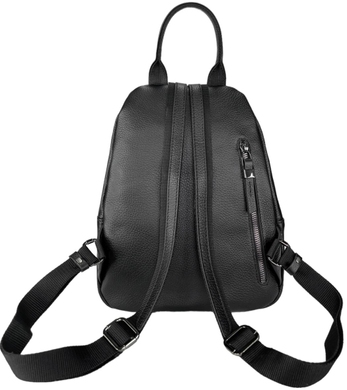 Шкіряний жіночий рюкзак Eminsa під клапаном ES40227 чорного кольору, Чорний, Зерниста