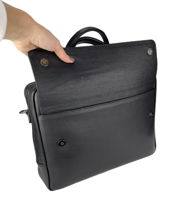 Мужской кожаный портфель Karya на два отдела KR0893-45 черного цвета