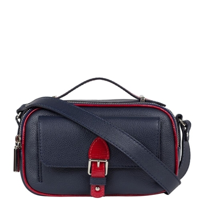 Женская кожаная сумка Mattioli 154-19C темно-синяя с красным, Темно-синий с красным