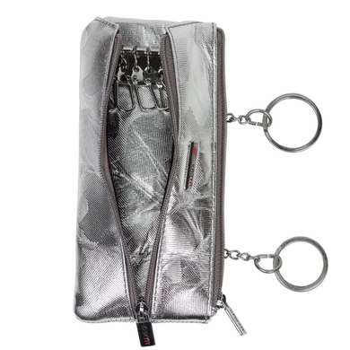 Ключниця на блискавці з натуральної шкіри Karya 052-25 срібло хакі