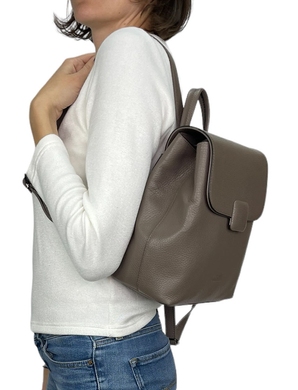 Шкіряний рюкзак Karya на два відділи KR6022-51 кольору таупе, Чорний, Зерниста