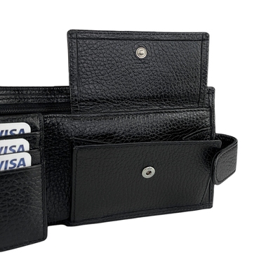 Шкіряне портмоне Eminsa з відкидною кишенею ES1016-37-1 чорного кольору, Чорний
