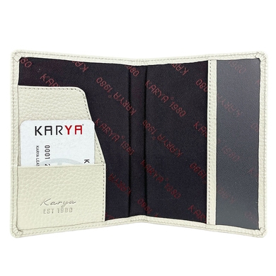 Шкіряна обкладинка на паспорт Karya KR092-13 бежевого кольору, Бежевий