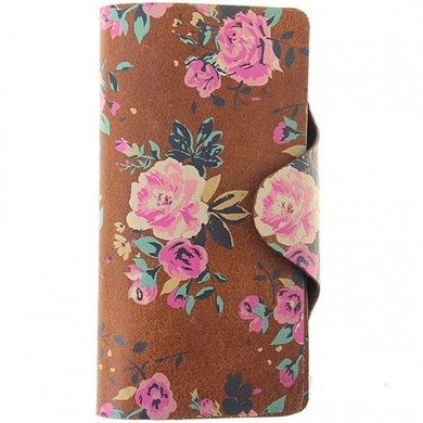 Женский кожаный кошелек Yoshi Satchel Y1311 Hunter Roses (коричневый с цветами)
