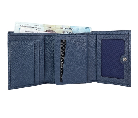 Шкіряний гаманець Tergan із зернистої шкіри TG5633 джинсового кольору