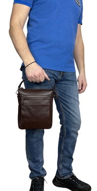 Мужская кожаная сумка Karya на молнии KR0909-39 коричневого цвета