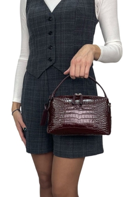 Жіноча шкіряна сумка Karya малого розміру KR2229-016 темно-бордового кольору, Темно-бордовий