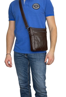 Мужская кожаная сумка Karya на молнии KR0909-39 коричневого цвета