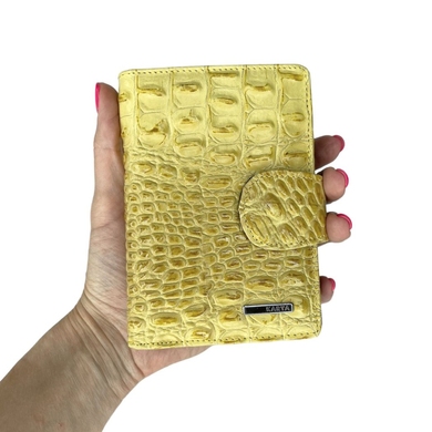 Жіночий гаманець з натуральної шкіри з лаком Karya 2015-568-2 гірчичного кольору