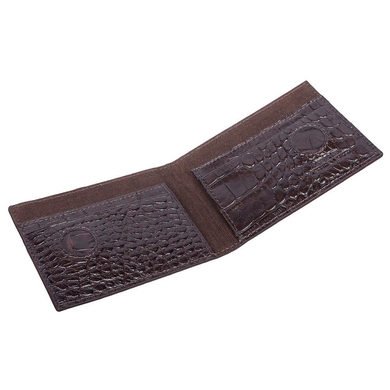 Затискач для грошей Karya на магніті з натуральної шкіри 0903-57-1 темно-коричневого кольору, Темно-коричневий