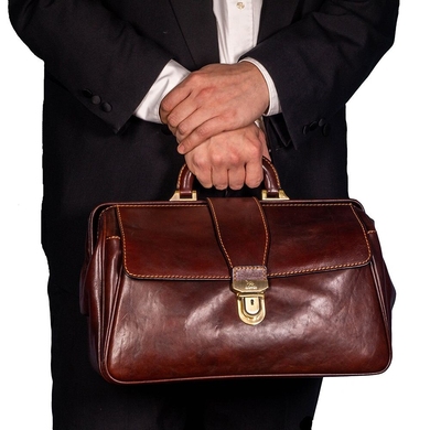 Кожаный портфель в виде медицинского саквояжа Тony Perotti Italico 8051 коричневый, Коричневый