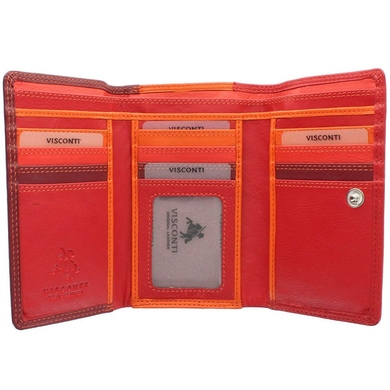 Жіночий гаманець з натуральної шкіри з RFID Visconti Rainbow Bora RB43 Red Multi