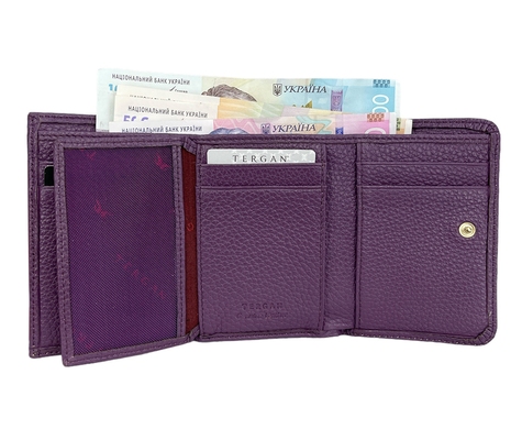 Кожаный малый кошелек Tergan из зернистой кожи TG5798 фиолетового цвета