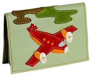 Обкладинка на паспорт "Літак" з натуральної шкіри 2510700 зеленого кольору, Зелений