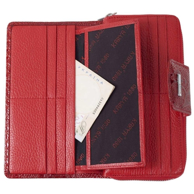 Кожаный кошелек Karya на два отдела Karya KR1119-019 красного цвета