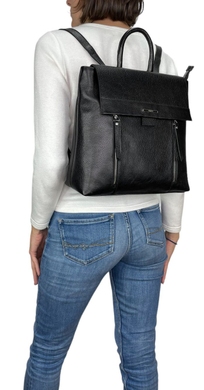 Кожаный рюкзак Karya внутри на один отдел KR6021-45 черного цвета, Черный, Зернистая