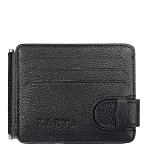 Шкіряне портмоне-кредитниця із затиском для грошей Karya 0044-45 чорного кольору, Чорний
