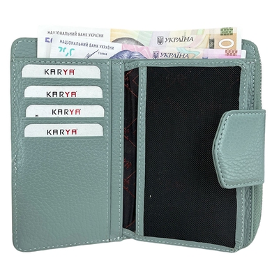 Шкіряний гаманець Karya на магніті середнього розміру KR1137-026 м'ятний