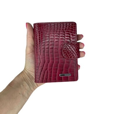 Жіночий гаманець з натуральної шкіри з лаком Karya 2015-507-1 малинового кольору