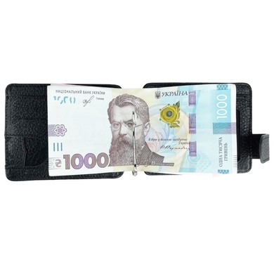 Кожаное портмоне-кредитница с зажимом для денег Karya 0044-45 черного цвета, Черный
