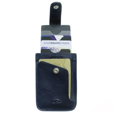 Кожаная кредитница c отделением с RFID Tony Perotti Nevada 3821 navy (синяя), Натуральная кожа, Гладкая, Синий
