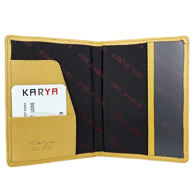 Кожаная обложка на паспорт Karya KR092-086 горчичного цвета, Горчичный