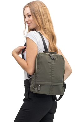 Женский текстильный рюкзак Vanessa Scani с натуральной кожей V005 хаки, Зеленый