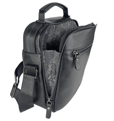 Чоловіча шкіряна сумка Karya на два відділи KR0854-45 чорного кольору