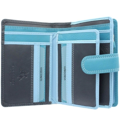Жіночий гаманець з натуральної шкіри з RFID Visconti Rainbow Fiji RB51 Blue Multi