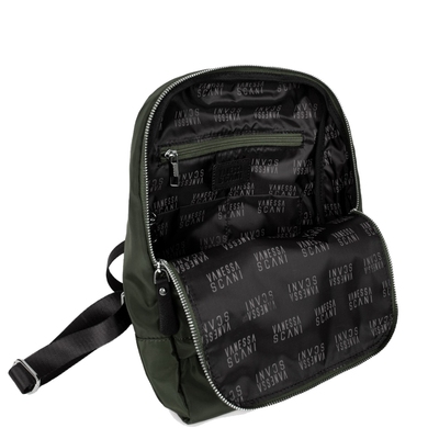 Женский текстильный рюкзак Vanessa Scani с натуральной кожей V005 хаки, Зеленый