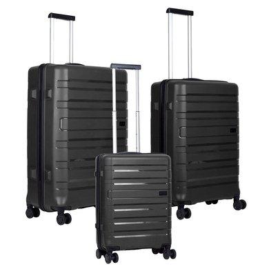 Комплект чемоданов CONWOOD из полипропилена на 4-х колесах PPT002, Черный
