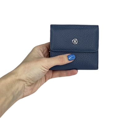 Малий гаманець на кнопці Tergan із зернистої шкіри TG5627 джинсового кольору