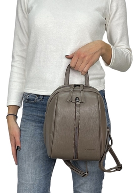 Кожаный рюкзак Karya на один отдел KR6023-51 цвета таупе, Черный, Зернистая