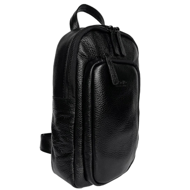 Рюкзак-слинг Bond NON из натуральной телячьей кожи 1195-281 черного цвета, Черный, Зернистая