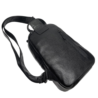 Рюкзак-слінг Bond NON з натуральної телячої шкіри 1195-281 чорного кольору, Чорний, Зерниста
