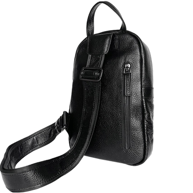 Рюкзак-слінг Bond NON з натуральної телячої шкіри 1195-281 чорного кольору, Чорний, Зерниста