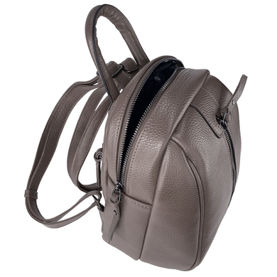 Кожаный рюкзак Karya на один отдел KR6023-51 цвета таупе, Черный, Зернистая