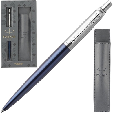 Набор - шариковая ручка  Parker Jotter 17 Royal Blue CT BP + чехол в подар.уп. PXMAS17 16 332b17 Синий лак/Хром