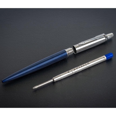 Набір - кулькова ручка Parker Jotter 17 Royal Blue CT BP + чохол в подар.уп. PXMAS17 16 332b17 Синий лак/Хром