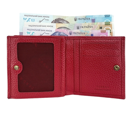 Малий гаманець на кнопці Tergan із зернистої шкіри TG5627 червоного кольору